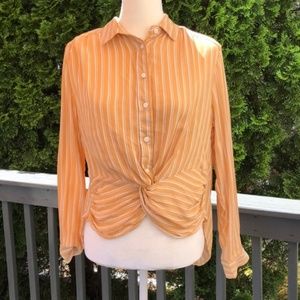 Vanilla Star Yellow & White Striped Twist Top